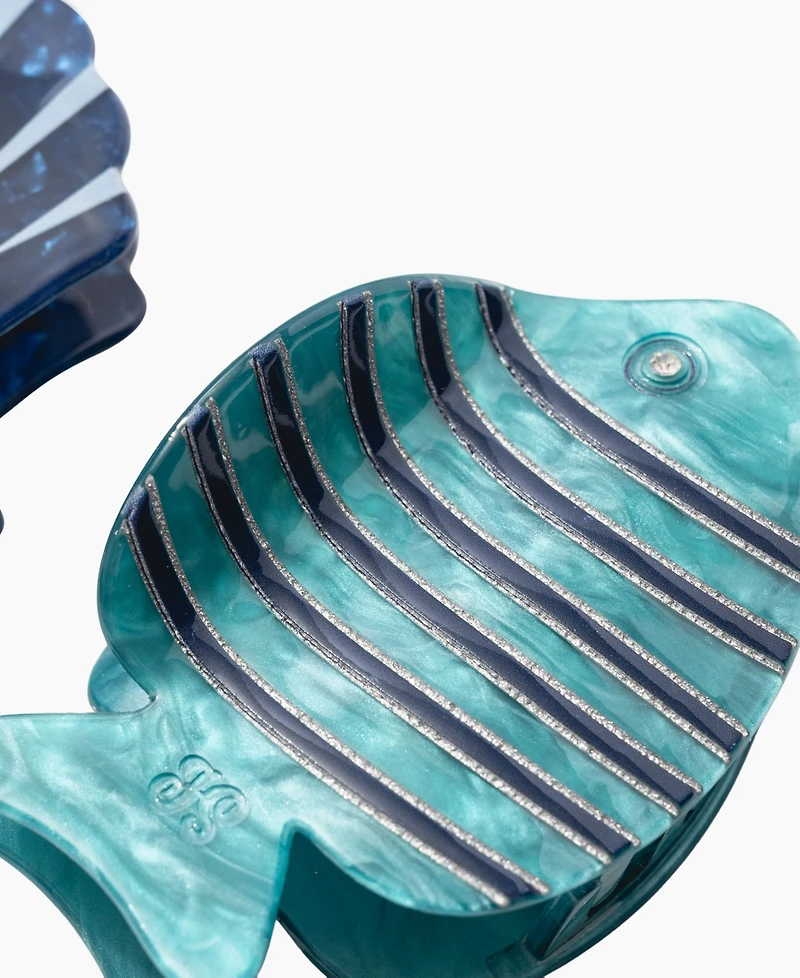 Frasier Sterling Fish and Shell Hair Claw Clip, 2-Piece Set