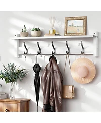 Yigii 5-Hook Wall Coat Rack with Shelf