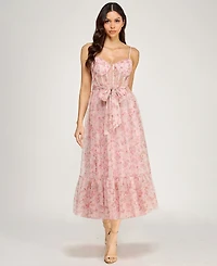 Seni & Cade Juniors' Floral Glitter Midi Dress