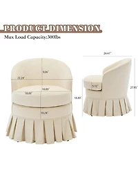 gaomon Mid Century Modern Upholstered Arm Chair, Tall Back Vanity Stool with Side Pockets & Wood Legs, Multi-Use for Makeup Desk Piano