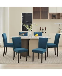 gaomon Set of Linen Upholstered Parsons Dining Chairs