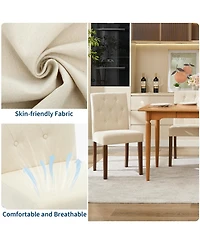 gaomon Set of 2 Modern Fabric Upholstered Dining Chairs, Sturdy Wood Legs & Rubber Frame Kitchen Side Seating