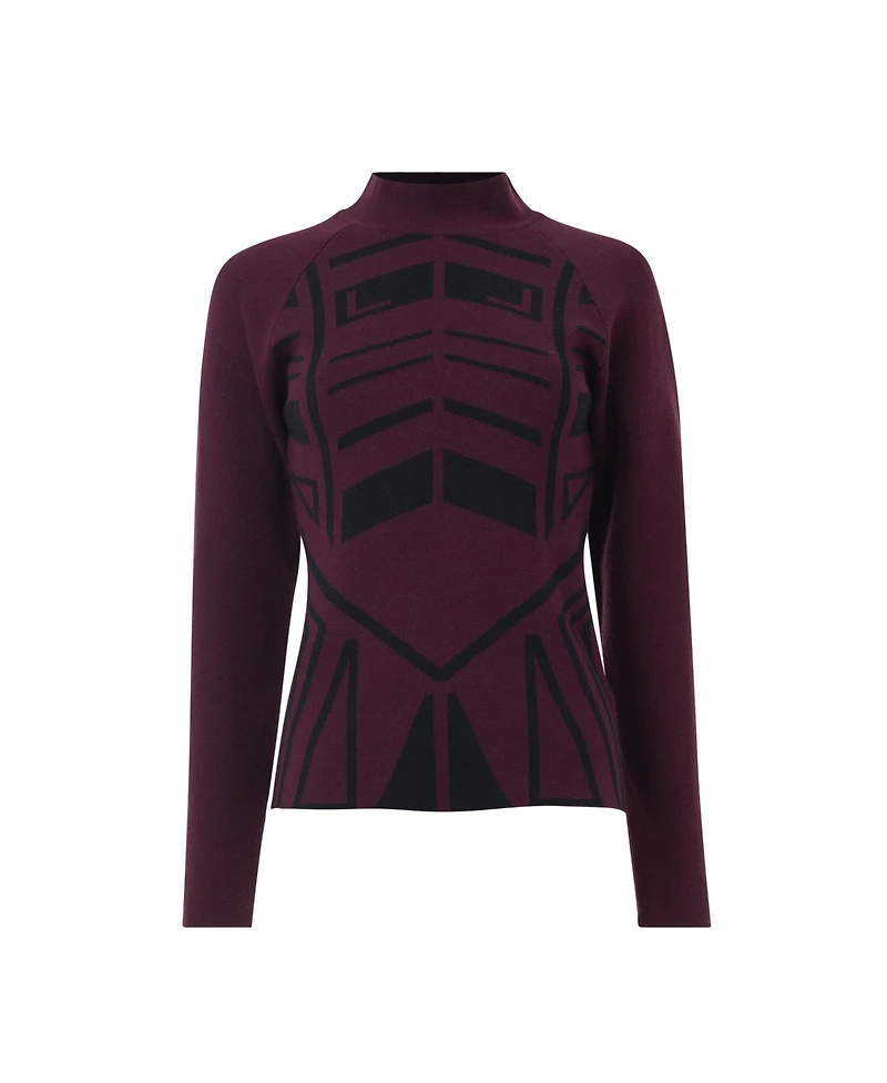 Leem Women's Geometric Jacquard Fitted Knit Top