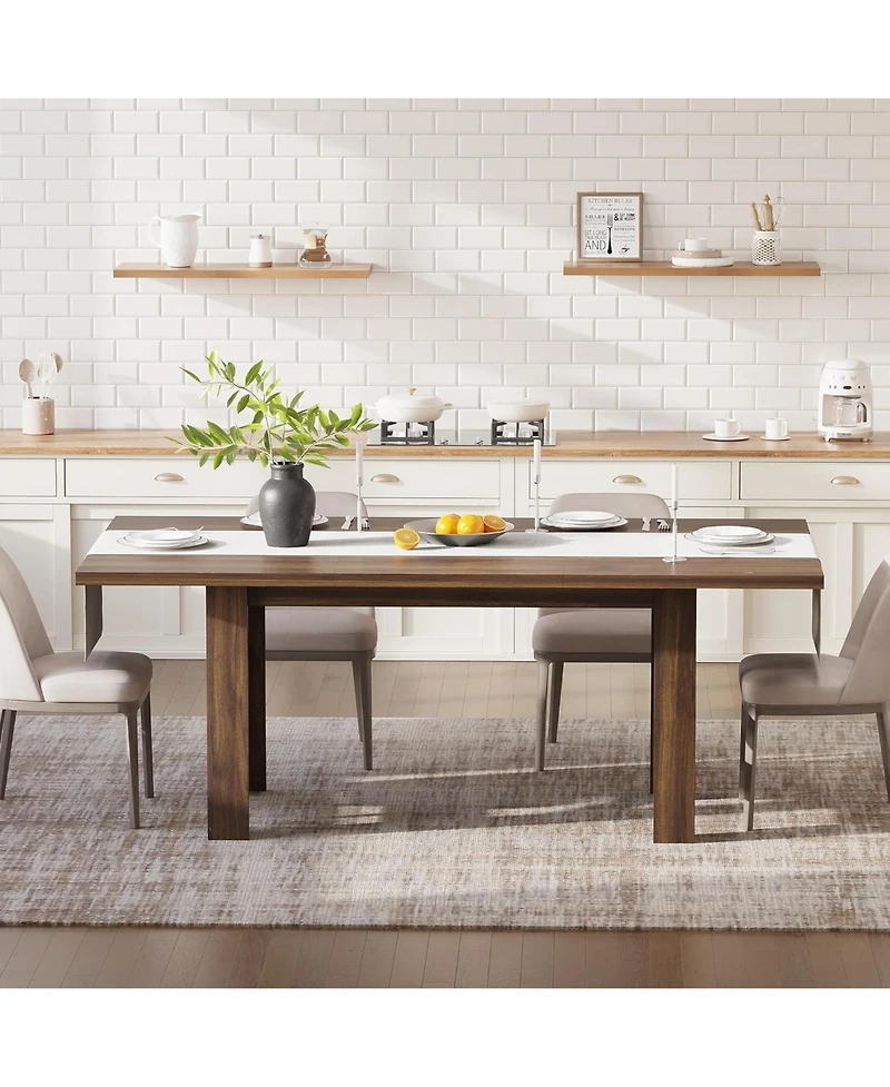 Gaomon Kitchen Table Brown Long Wooden Dining Table for 6-8 for Dining Room, Home Office, Living Room