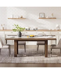 Gaomon Kitchen Table Brown Long Wooden Dining Table for 6-8 for Dining Room, Home Office, Living Room