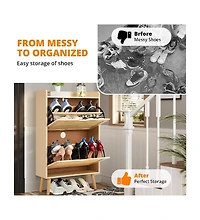 gaomon Shoe Storage Cabinet with Flip-Drawers, Ventilated Hidden Narrow Shoe Cabinet | Odor-Resistant Mdf Shoe Cabinet Storage
