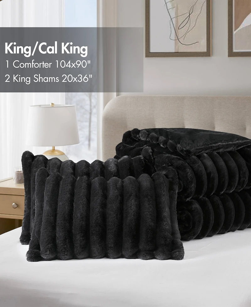Madison Park Jasmine Faux Fur Reverse to Velvet 3-Pc. Comforter Set, King