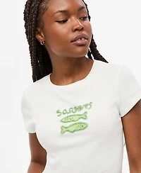 Madden Girl Juniors' Cotton Beaded Sardine Tee