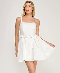 Row A Women's Sleeveless Fit & Flare Mini Dress