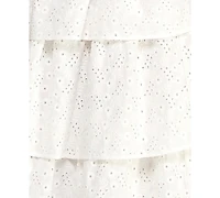 Beauty & Grace Women's Strapless Floral Eyelet Tiered Maxi Dress