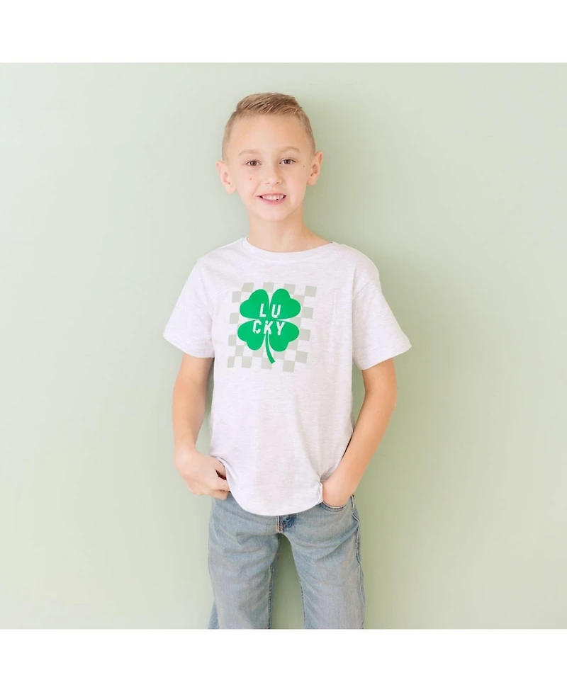 Draft - Sweet Wink Little Boys Lucky Shamrock Checkered St. Patrick's Day Short Sleeve T-Shirt