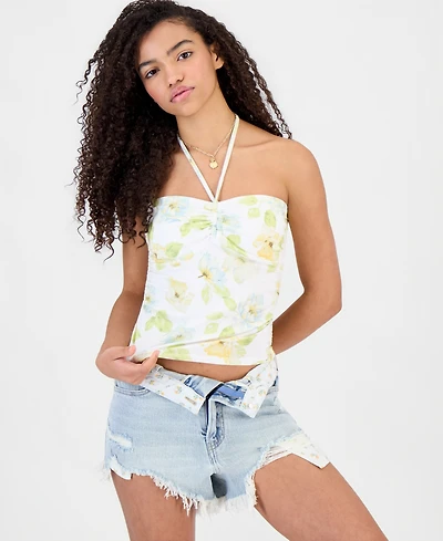 Ultra Flirt Juniors' Ruched Halter Tube Top