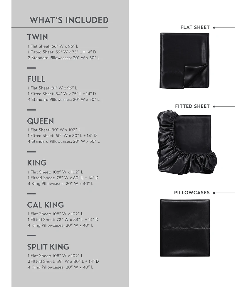 Madison Park Essentials Satin 7-Pc. Sheet Set, Split King