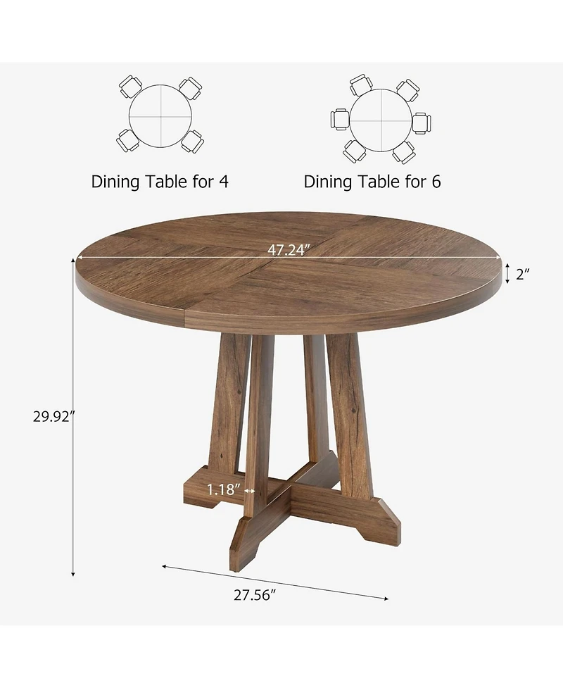 Gaomon Kitchen Table Dining Table for 4 to 6 People 47 Inch Round Dining Table Wooden Kitchen Table for Dining Room, Home Office