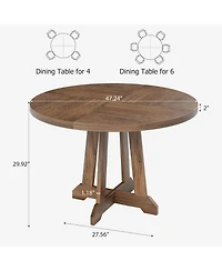Gaomon Kitchen Table Dining Table for 4 to 6 People 47 Inch Round Dining Table Wooden Kitchen Table for Dining Room, Home Office