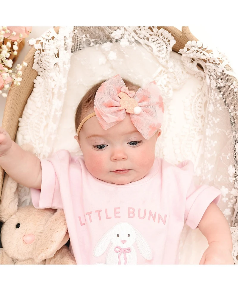 Sweet Wink Baby Girls Little Bunny Patch Easter Short Sleeve Romper