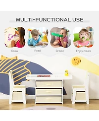 Hongge 3 in 1 Kids Activity Table and Chair Set with Storage