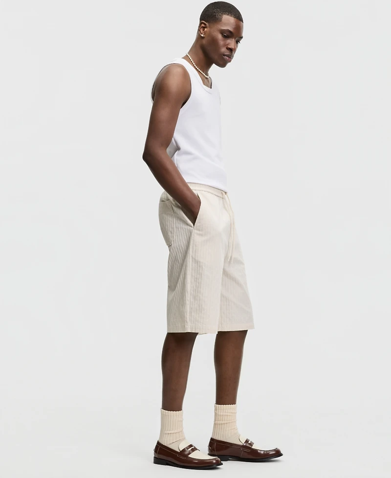 Mode of One Men's Relaxed-Fit Crinkle Stripe Shorts, Macy's Exclusive