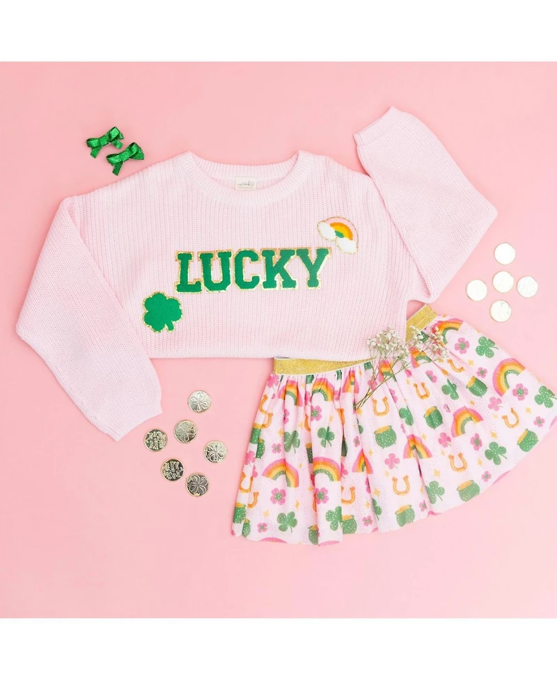 Sweet Wink Toddler Girls Lucky Patch St. Patrick's Day Knit Sweater