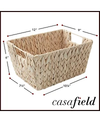 Casafield Set of 4 Water Hyacinth Storage Baskets with Handles