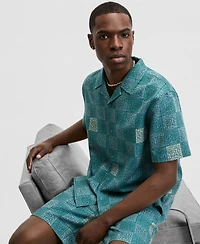 Mode of One Men's Relaxed-Fit Checker Short-Sleeve Shirt, Macy's Exclusive