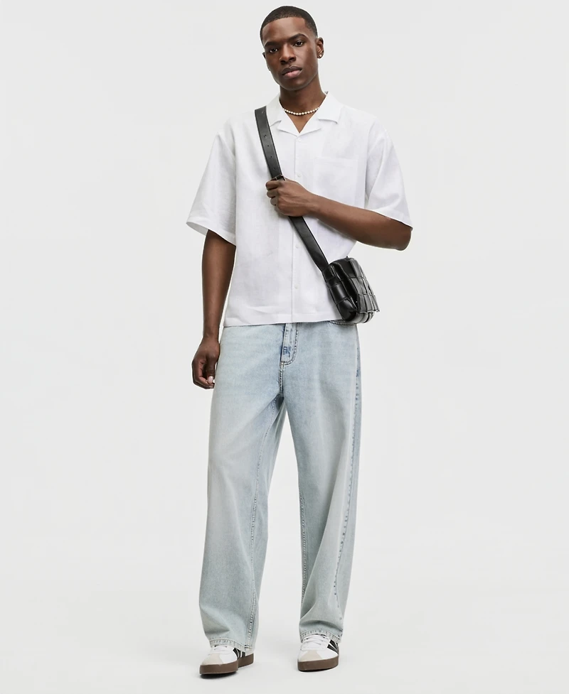 Mode of One Men's Boxy-Fit Short-Sleeve Linen Camp Shirt, Macy's Exclusive