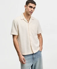 Mode of One Men's Relaxed-Fit Boucle Short-Sleeve Camp Shirt, Macy's Exclusive