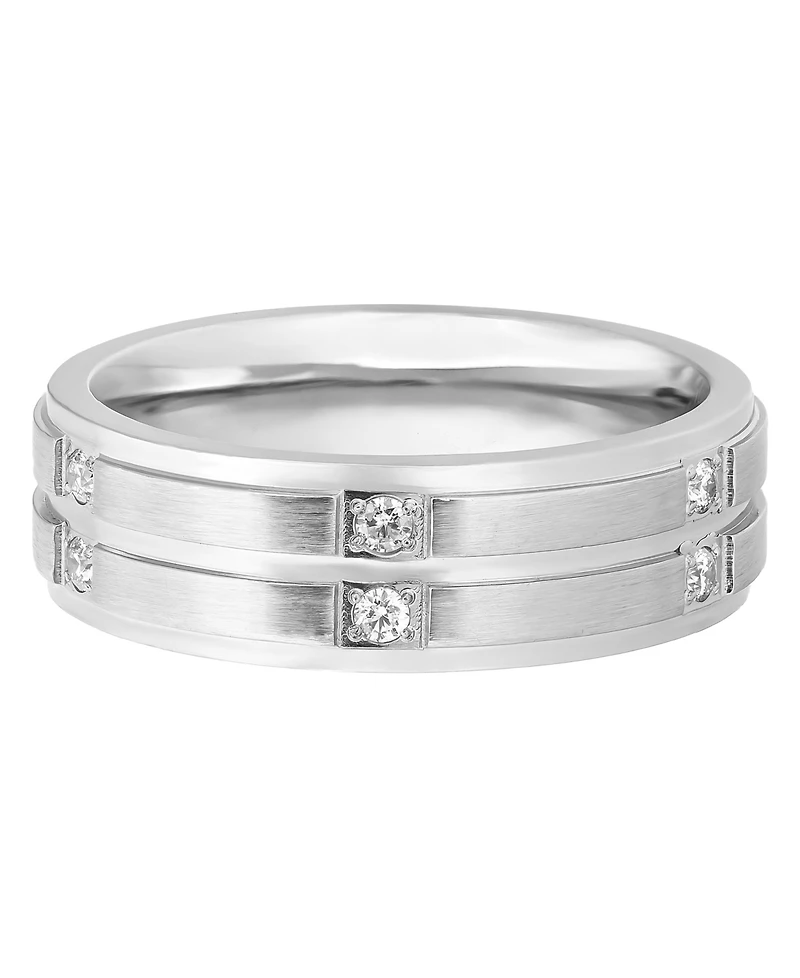 Triton Men's Diamond Wedding Band Ring Stainless Steel (1/6 ct. t.w.)
