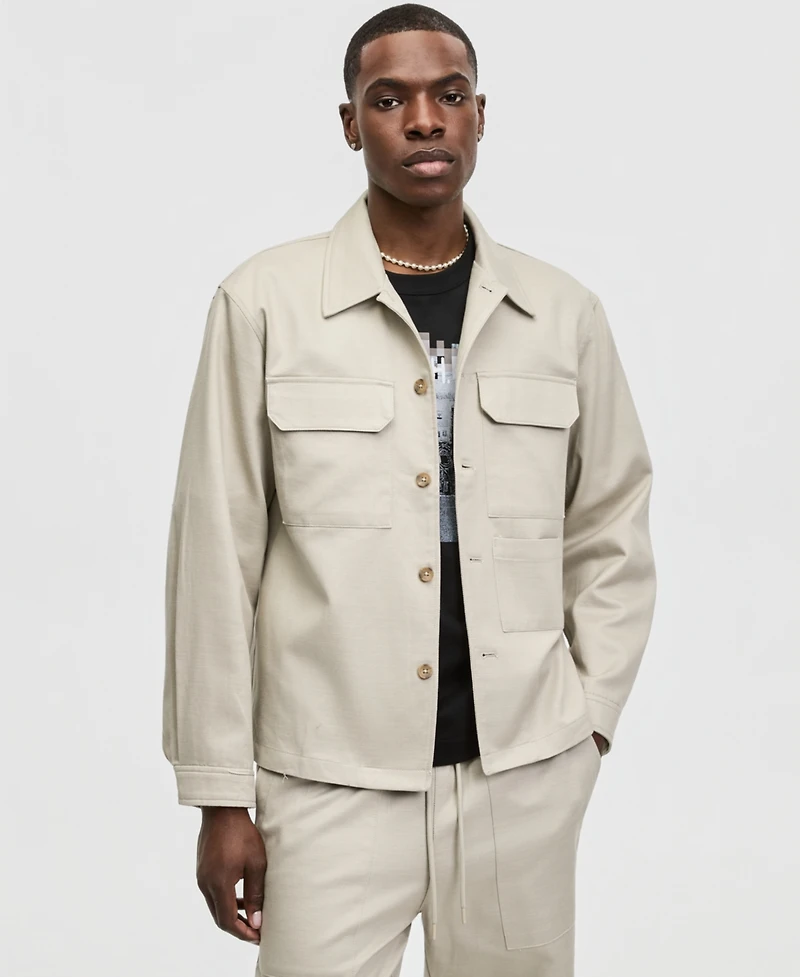 Mode of One Men's Relaxed-Fit Twill Shirt Jacket, Macy's Exclusive