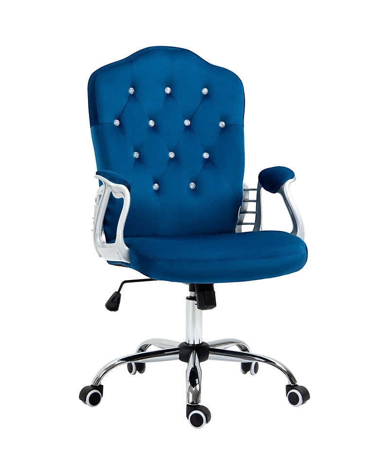 Boyel Living Home Office Chair Velvet Computer Chair Button Tufted with Swivel Wheels