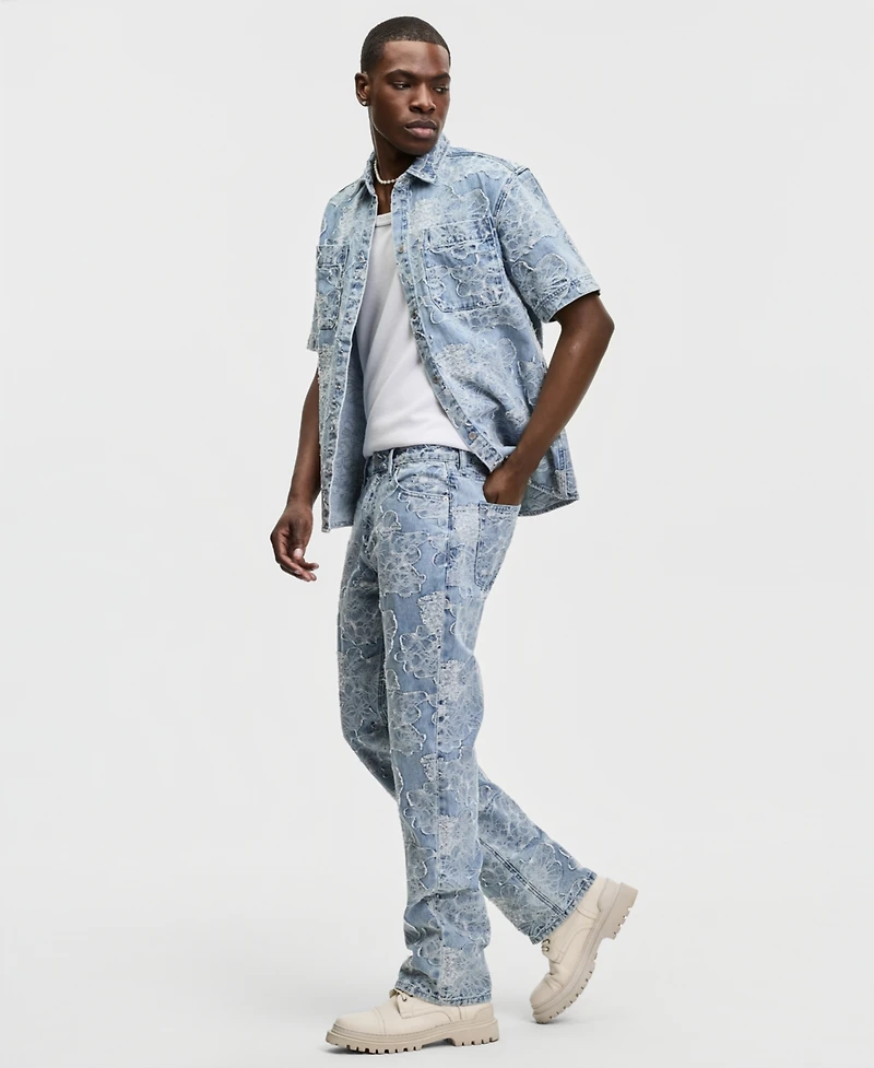 Mode of One Men's Meadow Straight-Fit Floral Jacquard Jeans, Macy's Exclusive