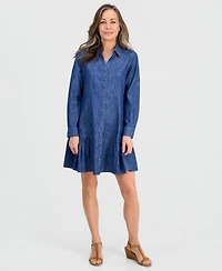 Style & Co Petite Denim Flounce-Hem Shirtdress, Macy's Exclusive