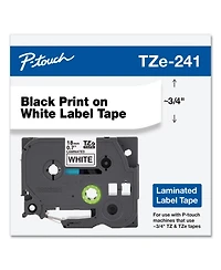 Brother P-Touch Tze241 0.7 in. x 26.2 ft. TZE Standard Adhesive Laminated Labeling Tape - Black on White