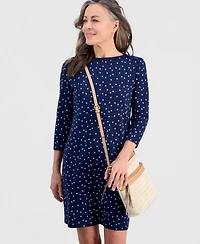Style & Co Petite Polka Dot Knit Envelope-Neck 3/4-Sleeve Dress, Macy's Exclusive