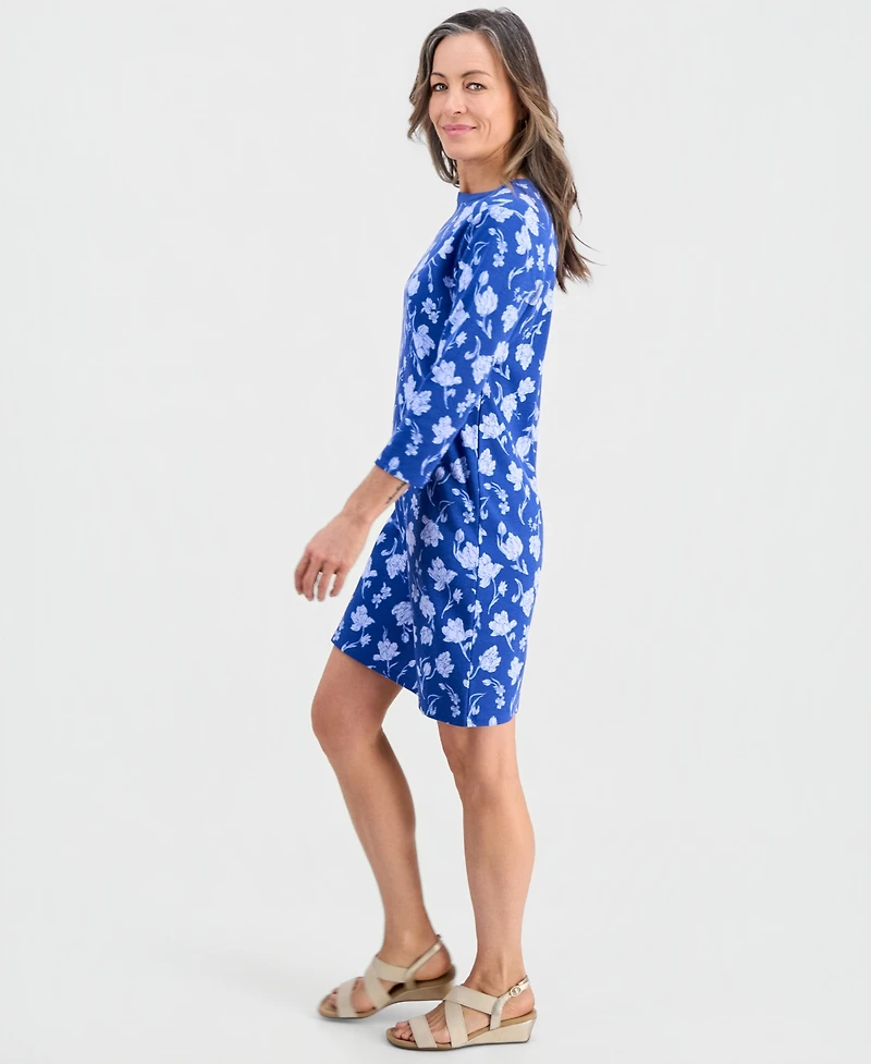 Style & Co Petite Printed Knit Envelope-Neck 3/4-Sleeve Dress, Macy's Exclusive