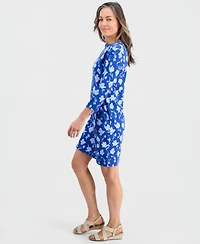 Style & Co Petite Printed Knit Envelope-Neck 3/4-Sleeve Dress, Macy's Exclusive