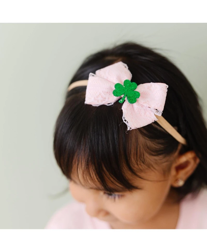 Sweet Wink Baby Girls Shamrock Lace St. Patrick's Day Bow Baby Headband
