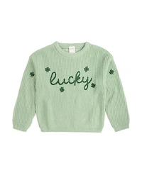 Sweet Wink Little Girls Lucky Shamrock St. Patrick's Day Knit Sweater