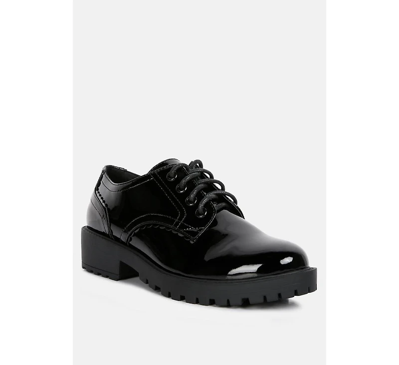 whittle patent lace up derby shoes