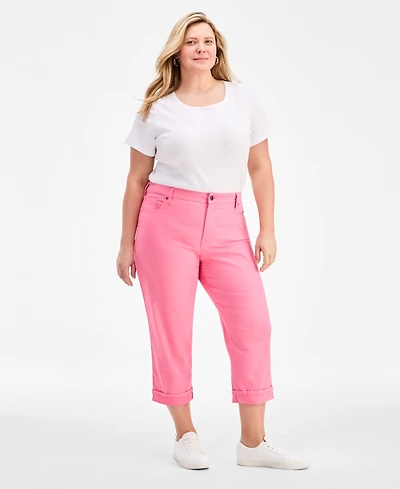 Style & Co Plus Curvy Roll-Cuff Capri Jeans, Created for Macy's