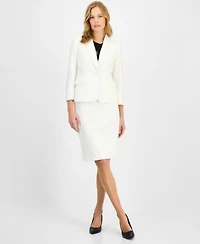 Kasper Womens Bonded Lace Shawl Collar Jacket Bonded Lace Slim Pencil Skirt