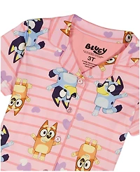 Bluey Girls' Toddler 2T-4T Notch Collar Top and Wide Leg Pants, 2-Piece Pajama Set