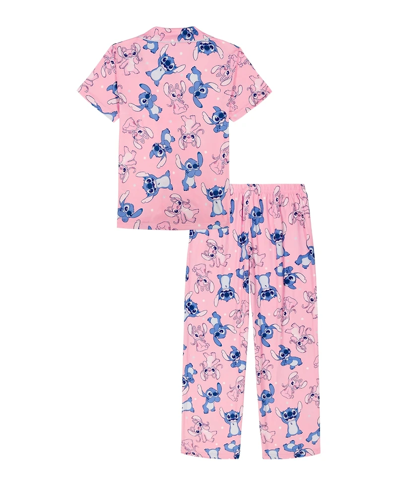 Lilo Stitch Girls' 4-10 Graphic Print Top and Pants, 2-Piece Pajama Set