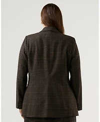 Estelle Plus Noel Check One-Button Blazer Jacket