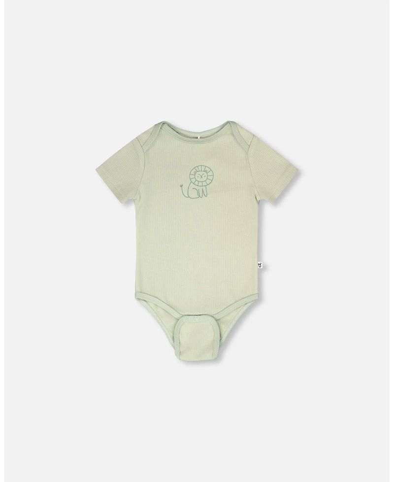 Deux par Baby Boys Evolutive Jersey Onesie Sage Green