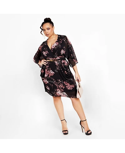 City Chic Women's Bold Blossom Wrap Dress