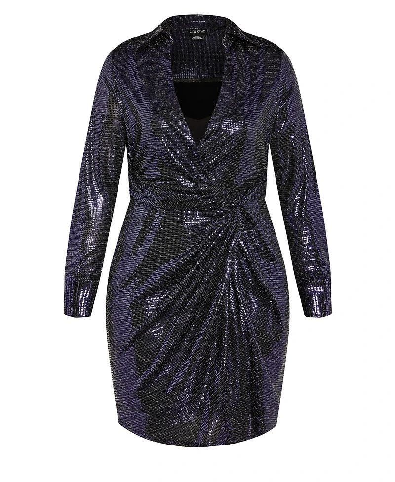 City Chic Women's Sequin Glow Dress