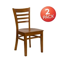 Emma+Oliver 2 Pack Ladder Back Wooden Restaurant Chair