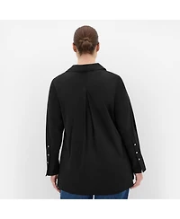 City Chic Women's Plus Elevated Long Sleeve Stretch Shirt