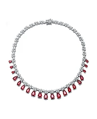 Cubic Zirconia Sterling Silver White Gold Plated Evening Necklace